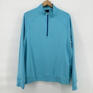 Dunning Golf Pullover Mens M Blue 1/4 Zip Performance Stretch‎ Dadcore Sporty